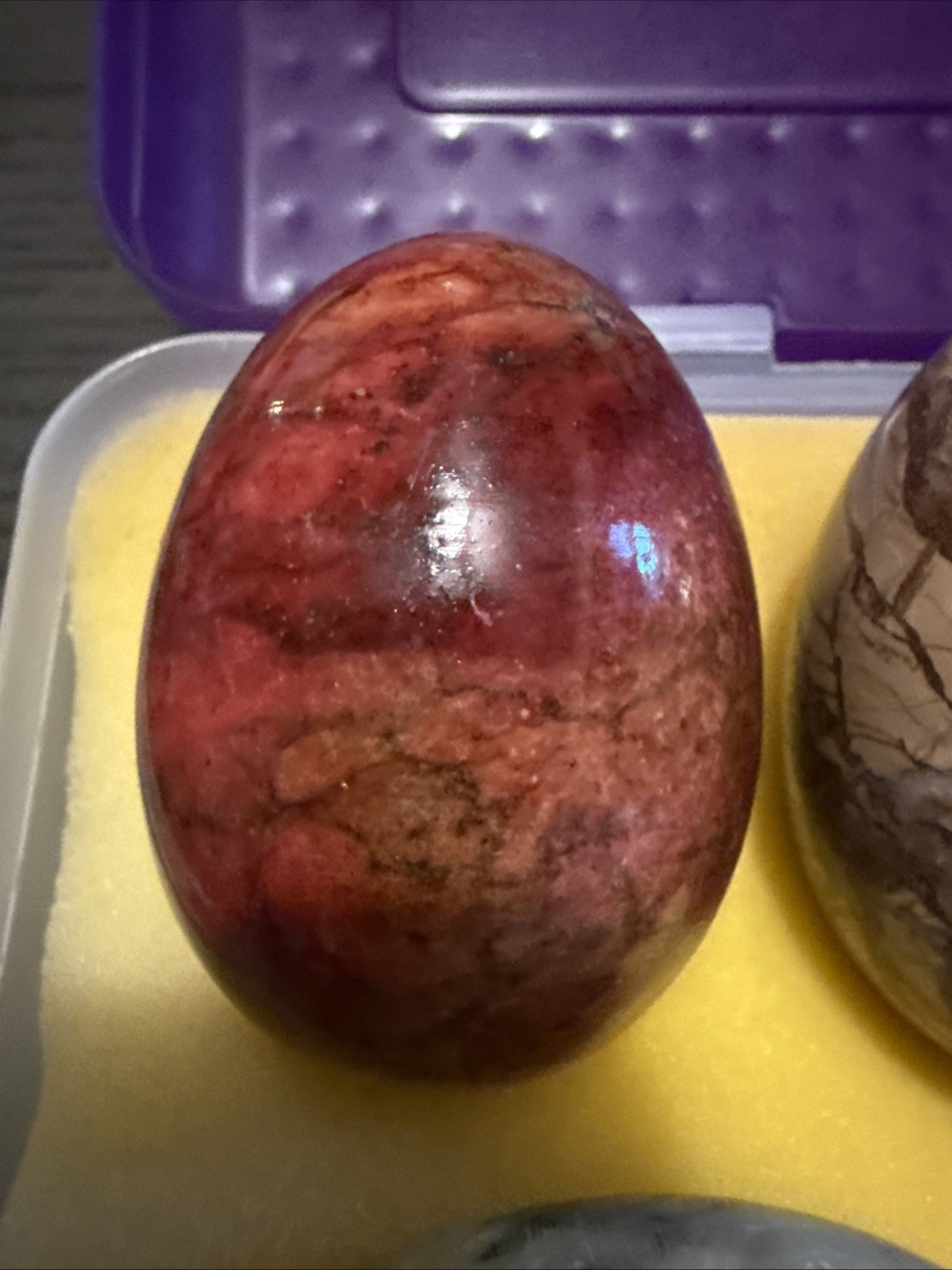 Alabaster Stone Hand Crafted In Italy, Beautiful Set of 6 Eggs. Vintage