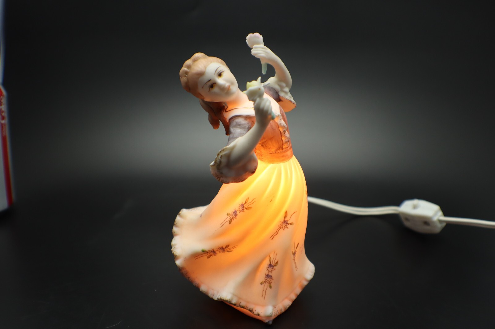 Ardalt Lenwile China LADY NIGHT LIGHT 6682 Lighted Figurine Porcelain Works VTG
