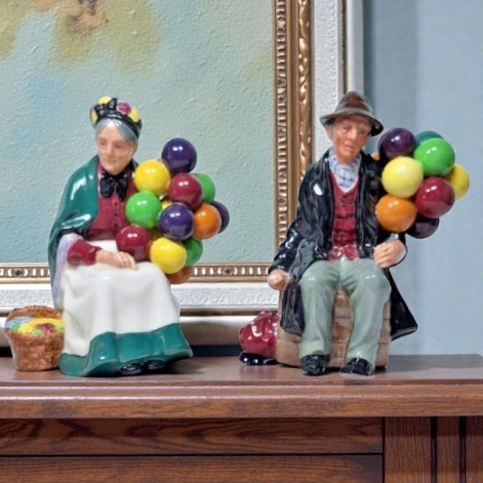 The Old Balloon Seller HN1315 The Balloon Man HN1954 Royal Doulton Set of 2
