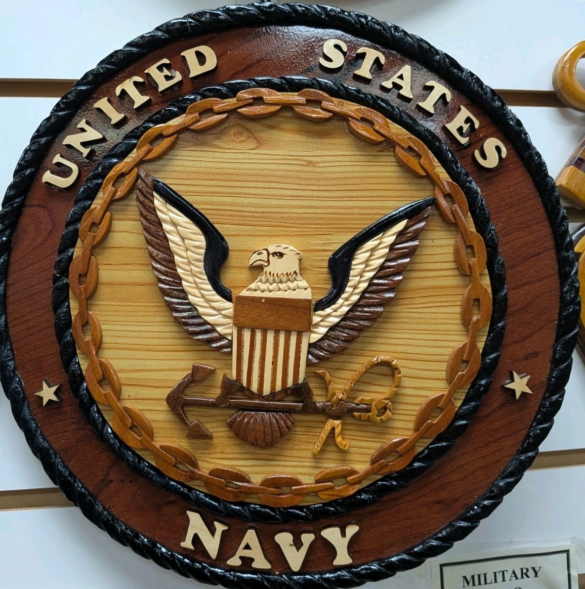 United States Navy Military Wall Plaque – Intarsia Art