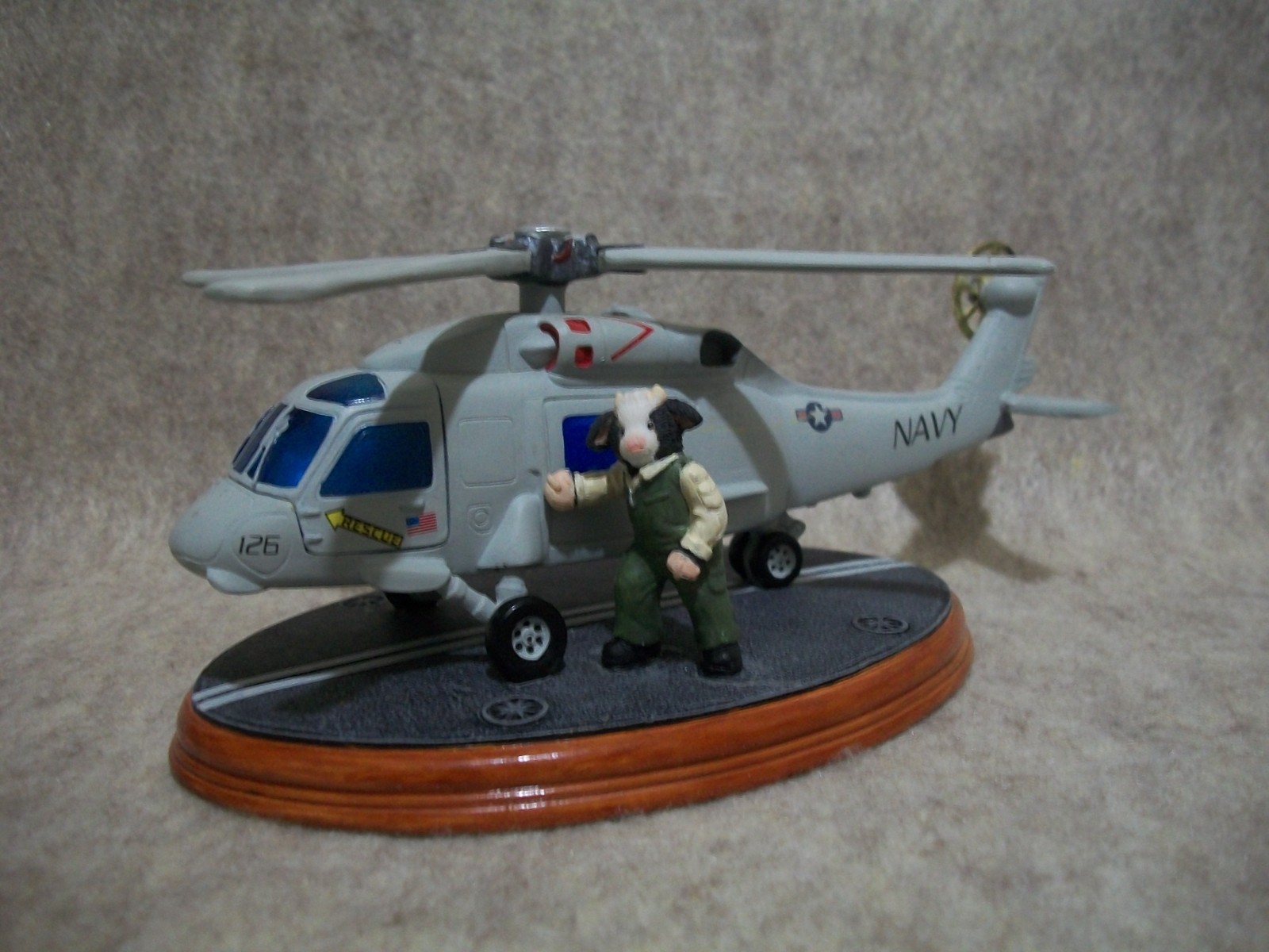 Hawk Helicopter- Navy Carrier – Mary Moo Moo Cow Figurine