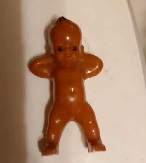 Vtg Small Plastic Doll Brown Celluloid Plastic 2 1/4″ Tall