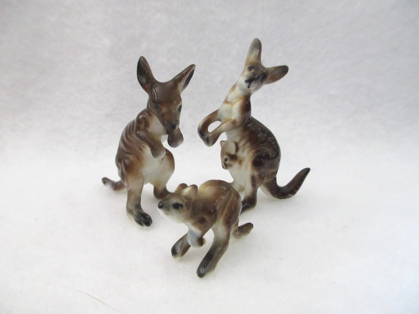 Kangaroo Family Miniature Bone China Figurine Gloss Finish Set Of 3