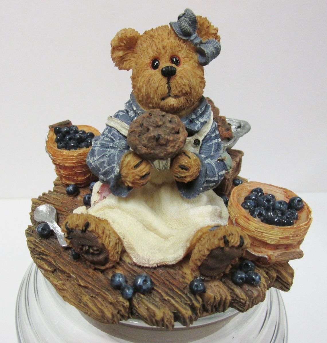 Boyds #651216YC-3 * Lg Candle Topper Muffin B Bluebeary w/Glass Jar & Glass Lid