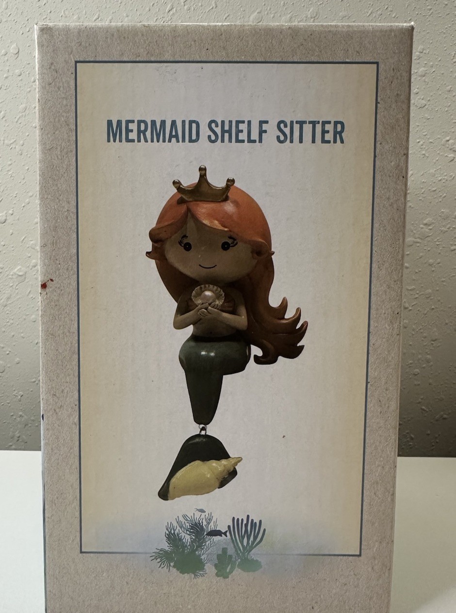 Cracker Barrel Mermaid Shelf Sitter Figurine, Painted Resin, Boxed, Multicolor