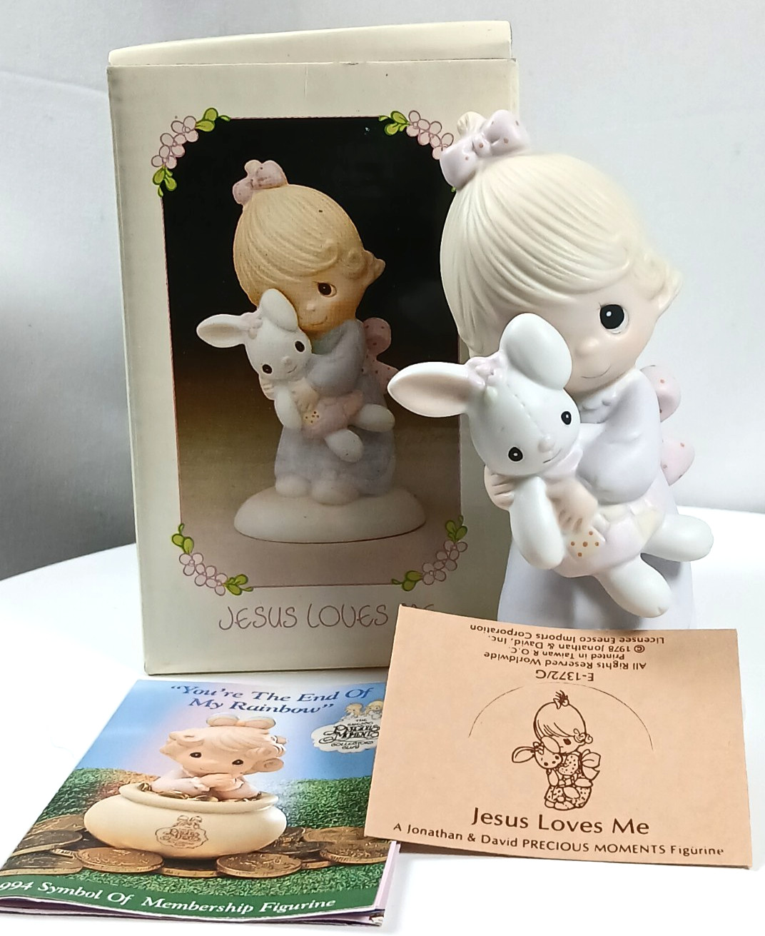 1982 Precious Moments “Jesus Love Me” Girl with Bunny Figurine #E-9279