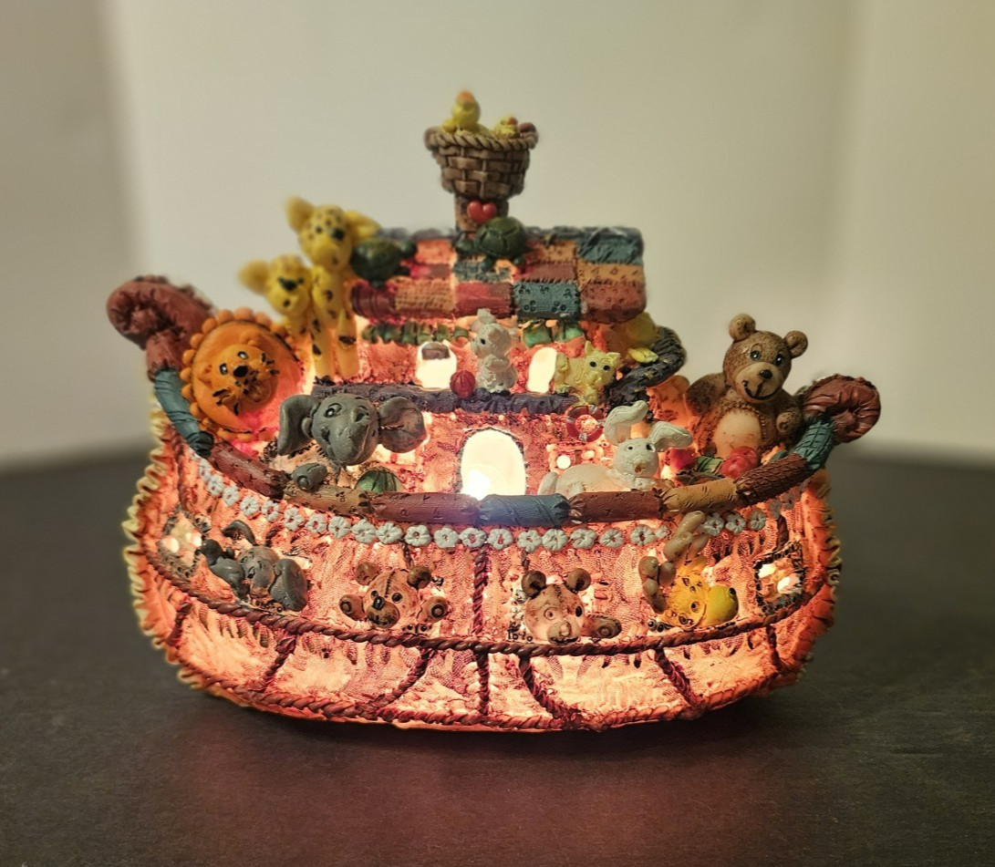 Noah’s Ark & Animals Resin Figurine Light With A Removable Lighted Switch Cord