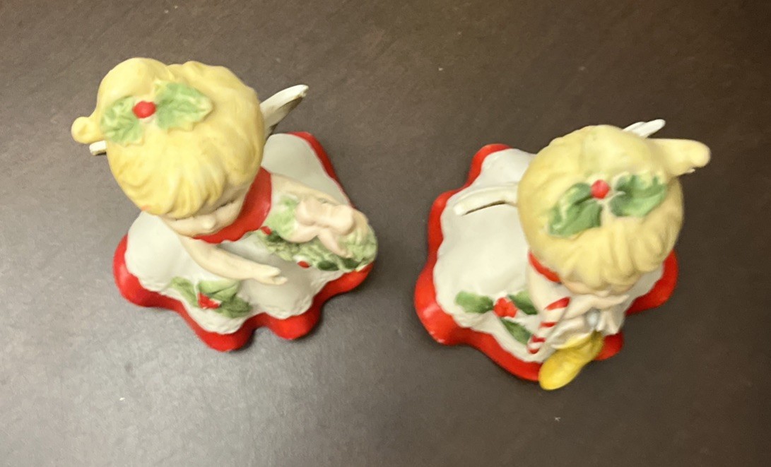 Vintage Set of 2 Homco Christmas Angels Figurines Made In Taiwan #5402