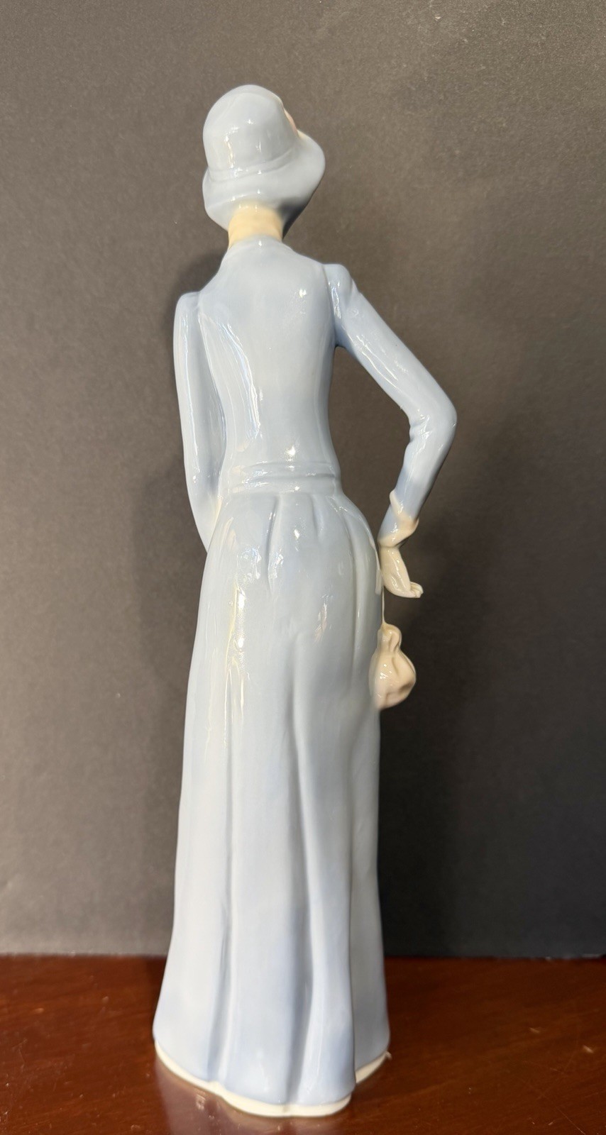 Vintage MORRISON Porcelain Figurine Lady in Blue Gray Jacket Skirt