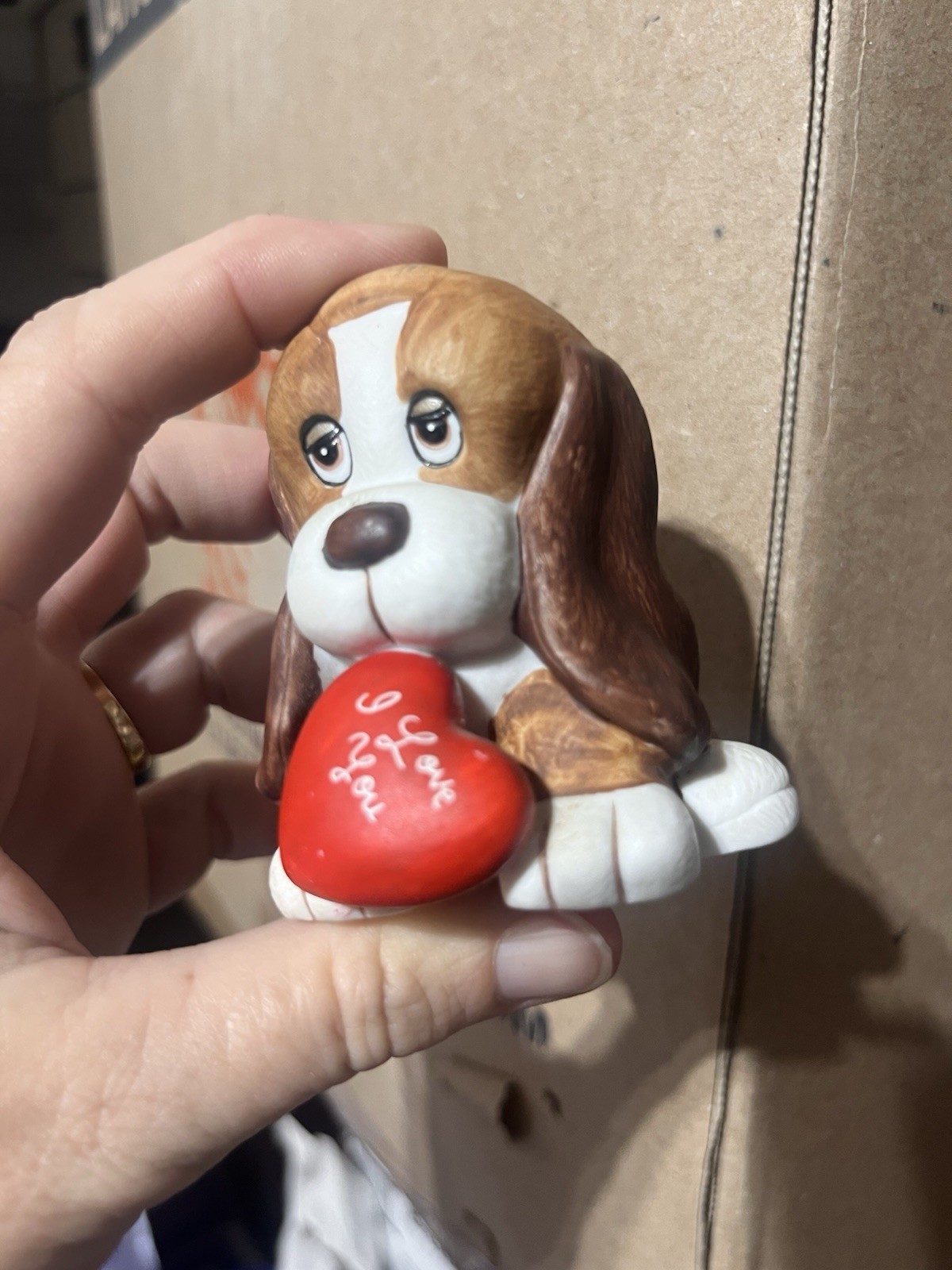 Vintage 90s Sad Sam Honey I Love You Heart Russ Dog Hound Cute Figurine