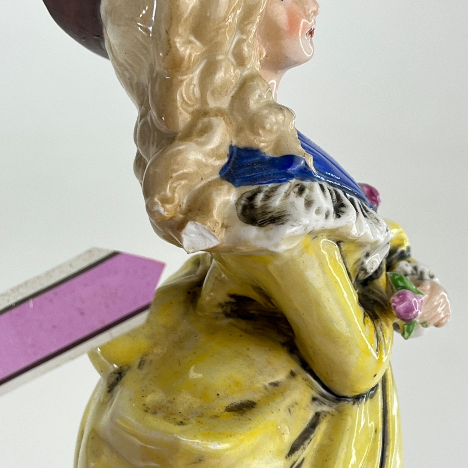 Antique German Rococo Revival Porcelain Lady Figurine 10″ Thüringen Style