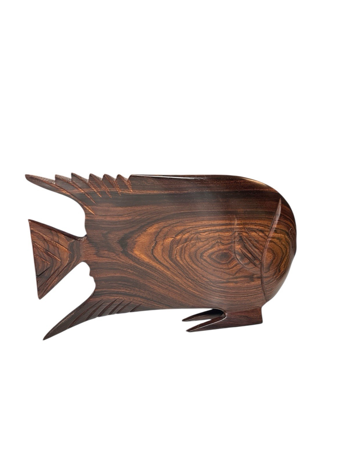 Dark Wooden Fish Decorative Nautical Freestanding. 10.25” L X 6.5” Tall