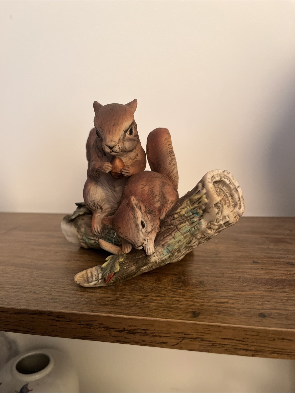 Vintage Figurine from Masterpiece by Homco Two Squirrels on a Log T12