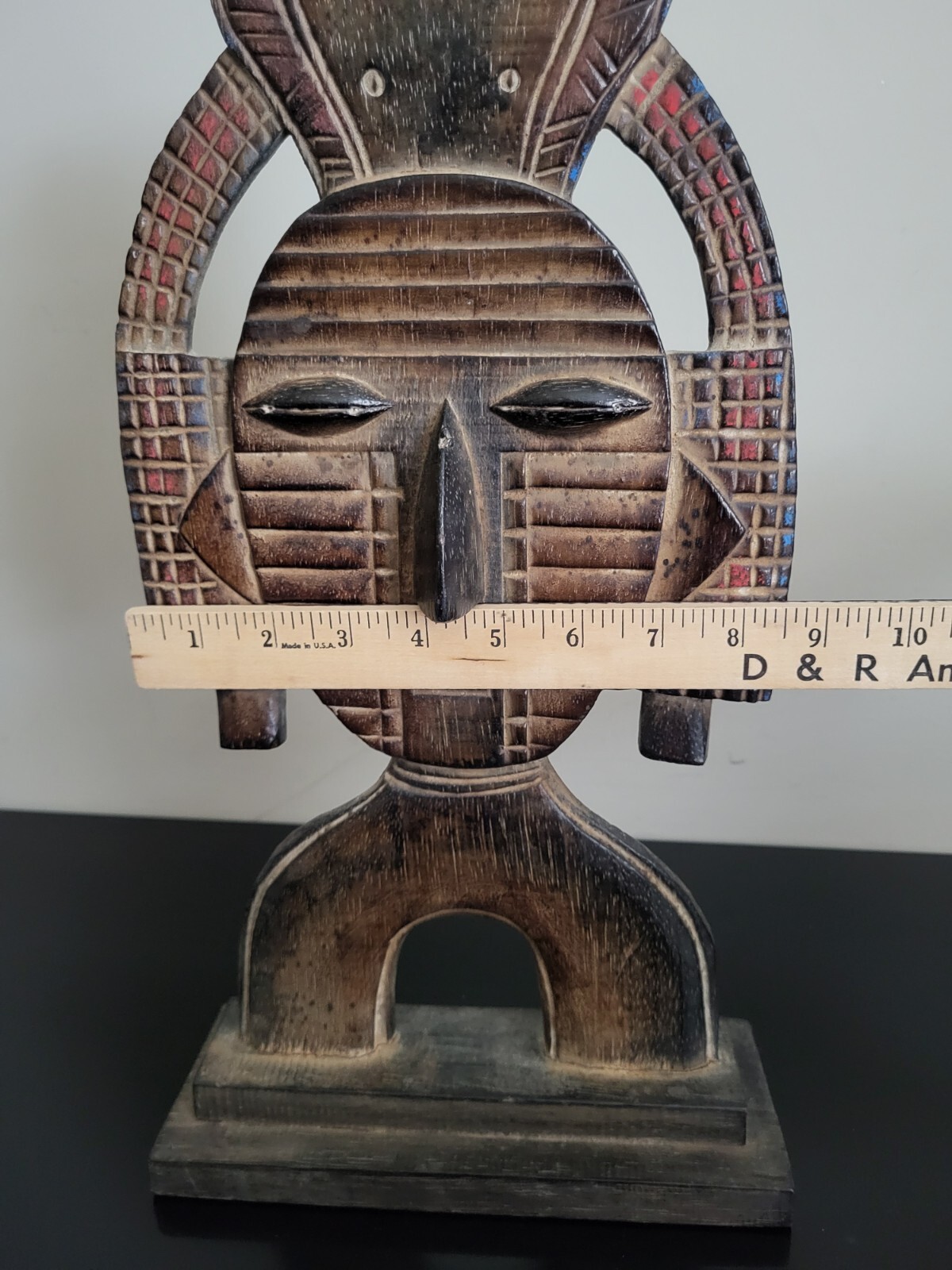 Vintage Sculpture Support Mask Of An Inca Balsa Wood 17.5 Inches Tall