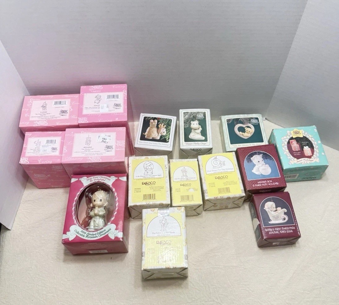 Lot Of 18 Precious Moments Figurines From the 1980′ & 1990’s To Early 2000’s