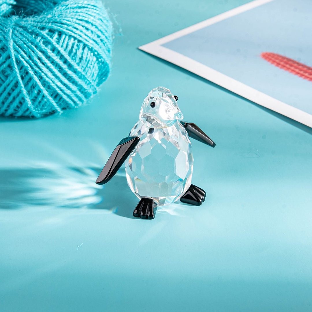 Crystal Standing Penguin Figurine Collectible Glass Animal Ornament Decor Gift