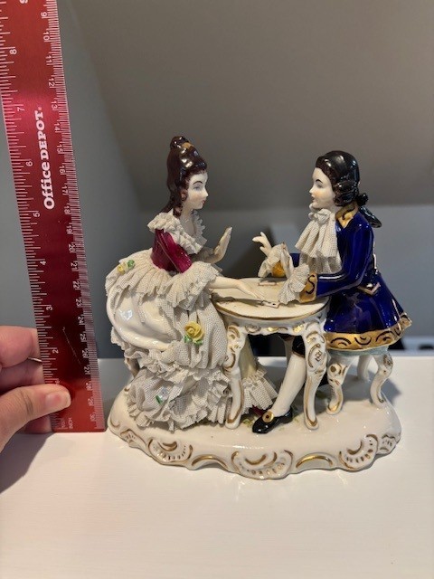 Volkstedt Porcelain Figurines Playing Cards, Made in Germany by Dresden