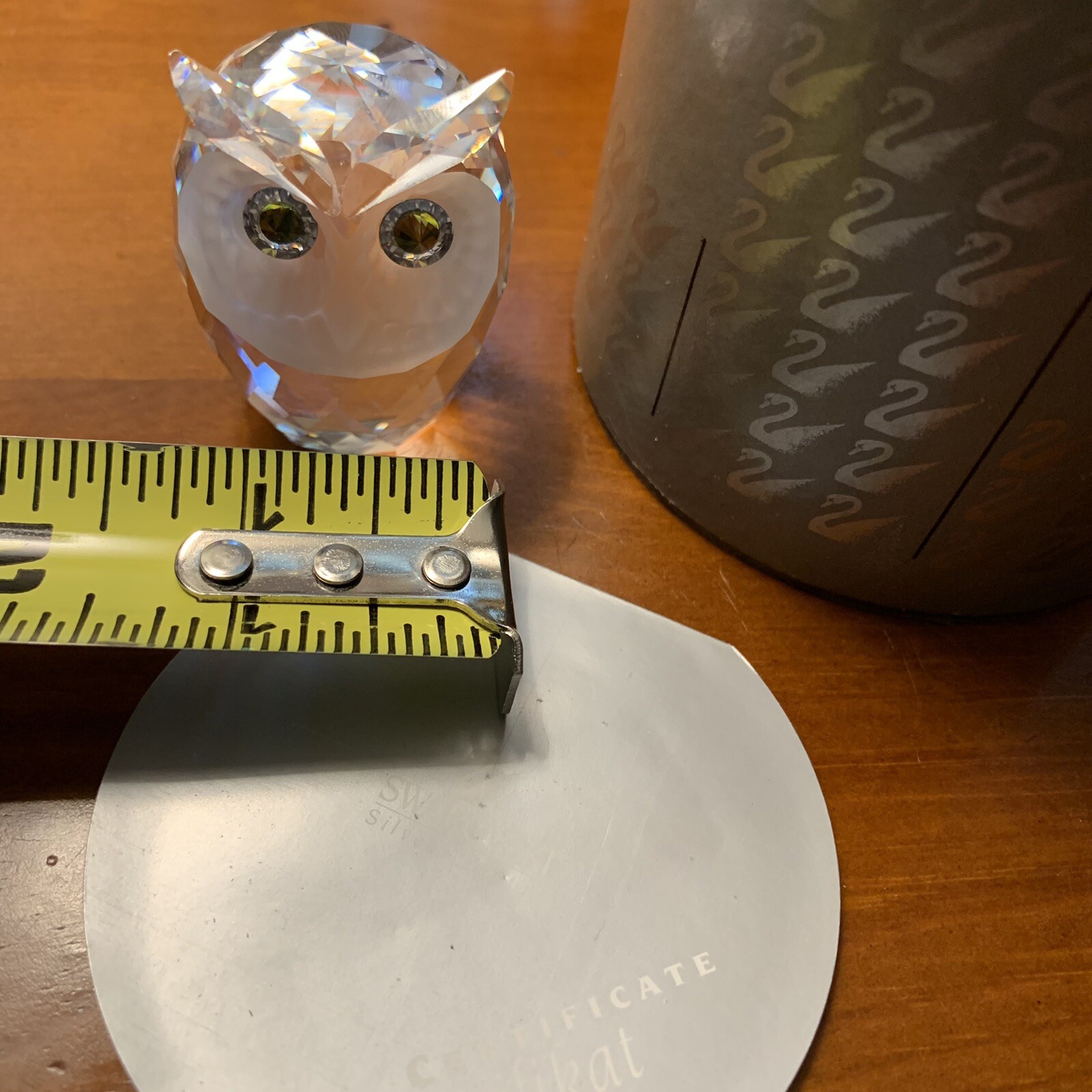 Swarovski Crystal Small Owl Retired With Box & Certificate Woodland Friends