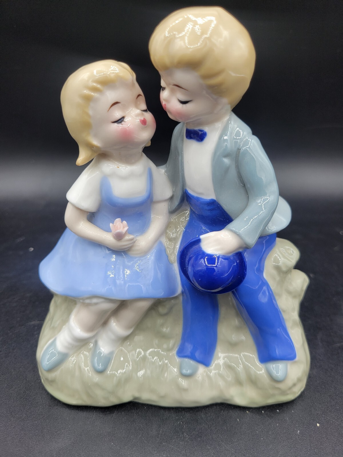 Vintage Norleans Japan Porcelain First Love Kissing Boy and Girl Figurine
