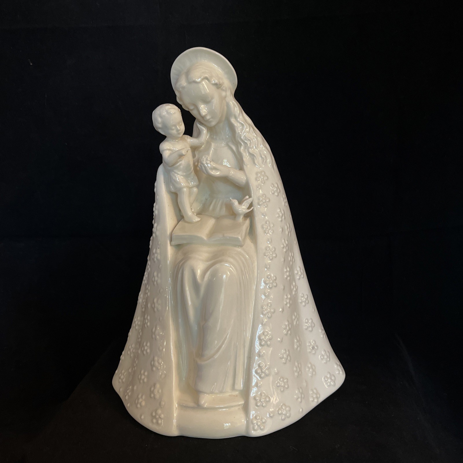Goebel Hummel Flower Madonna Virgin Mary Baby Jesus Ivory White Porcelain 9.5in