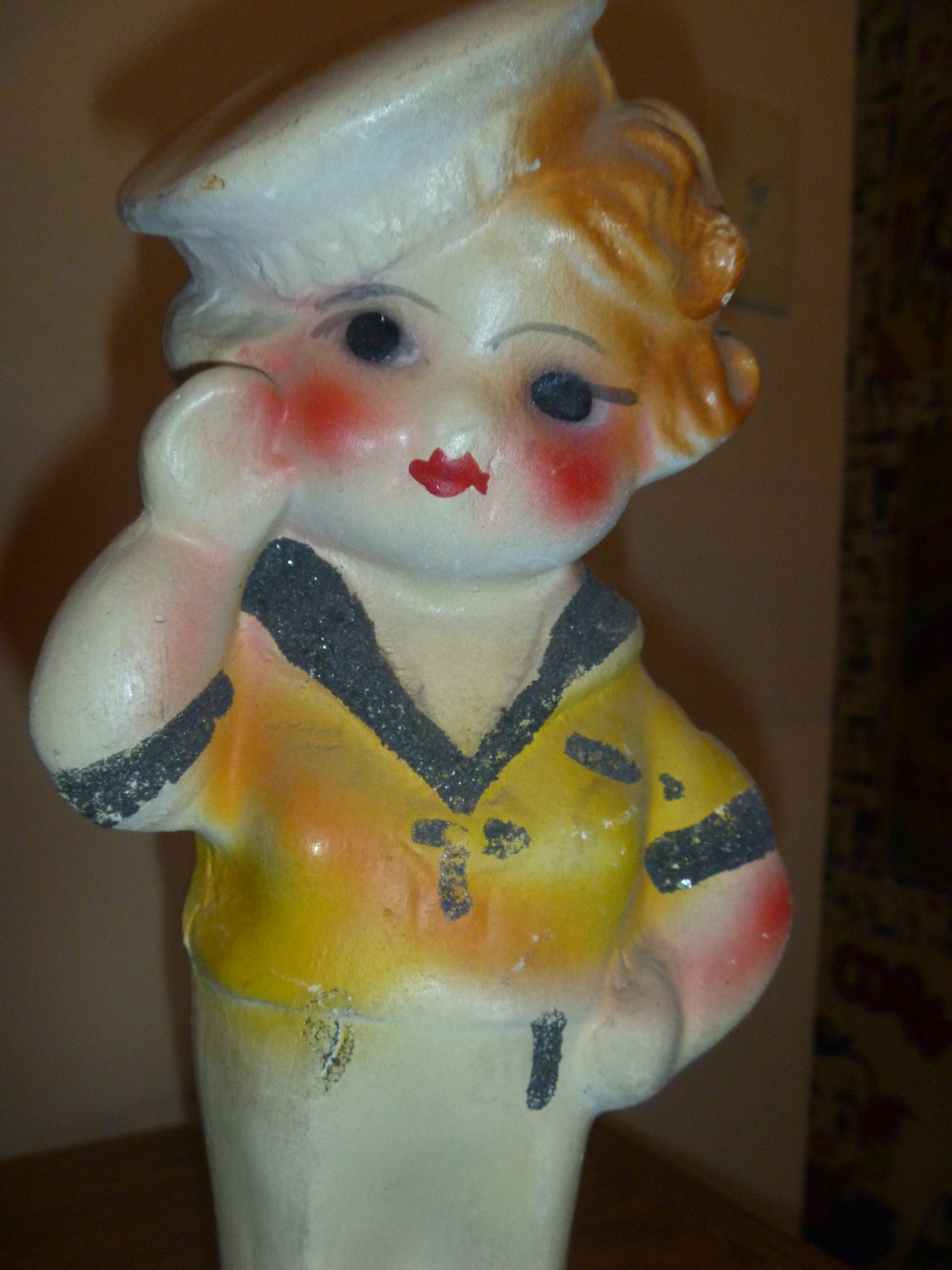 Saluting Sailor Girl Carnival Chalkware prize 13 1/2″