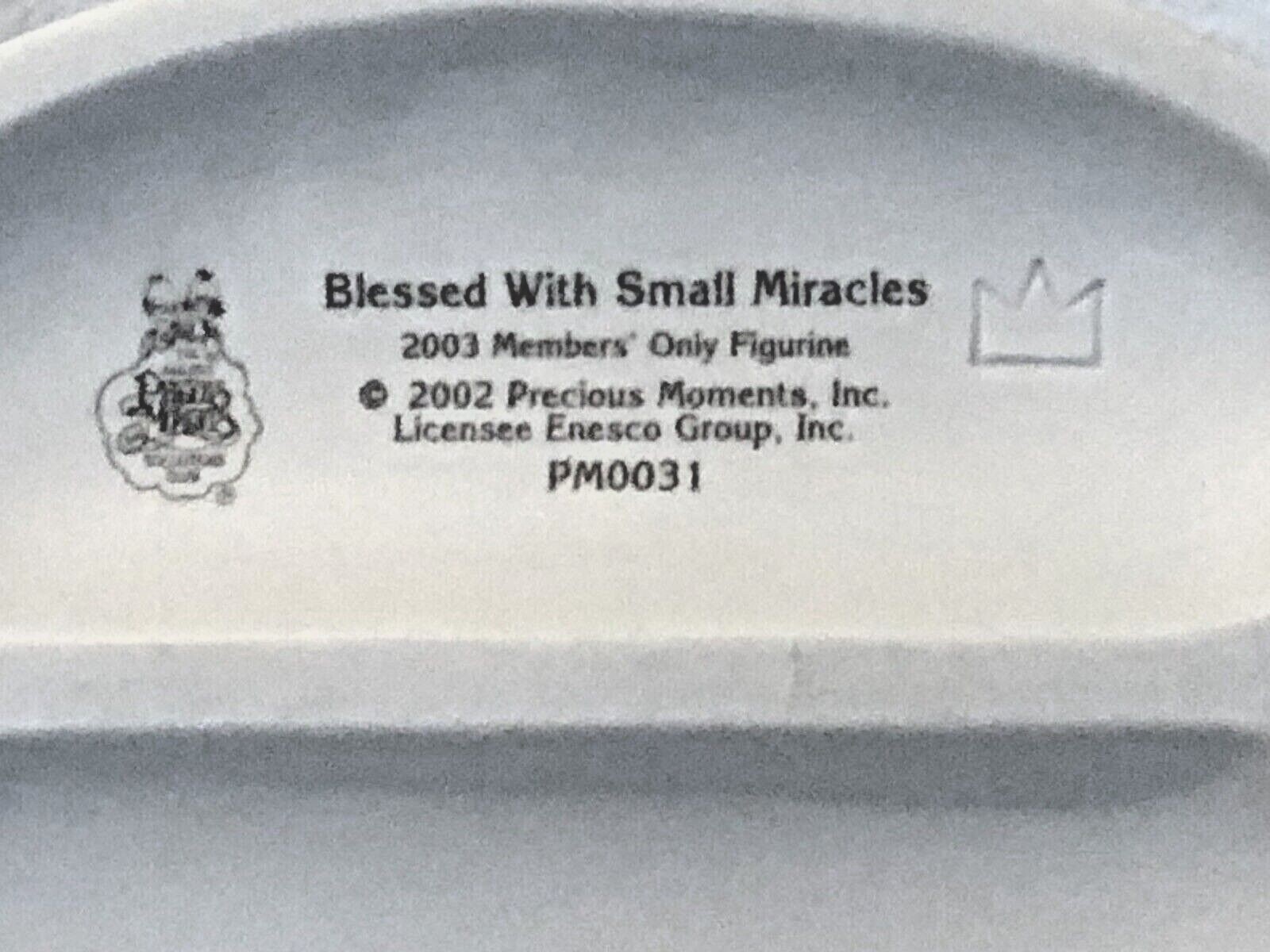 2003 VINTAGE PRECIOUS MOMENTS “BLESSED WITH SMALL MIRACLES” FIGURINE IN BOX
