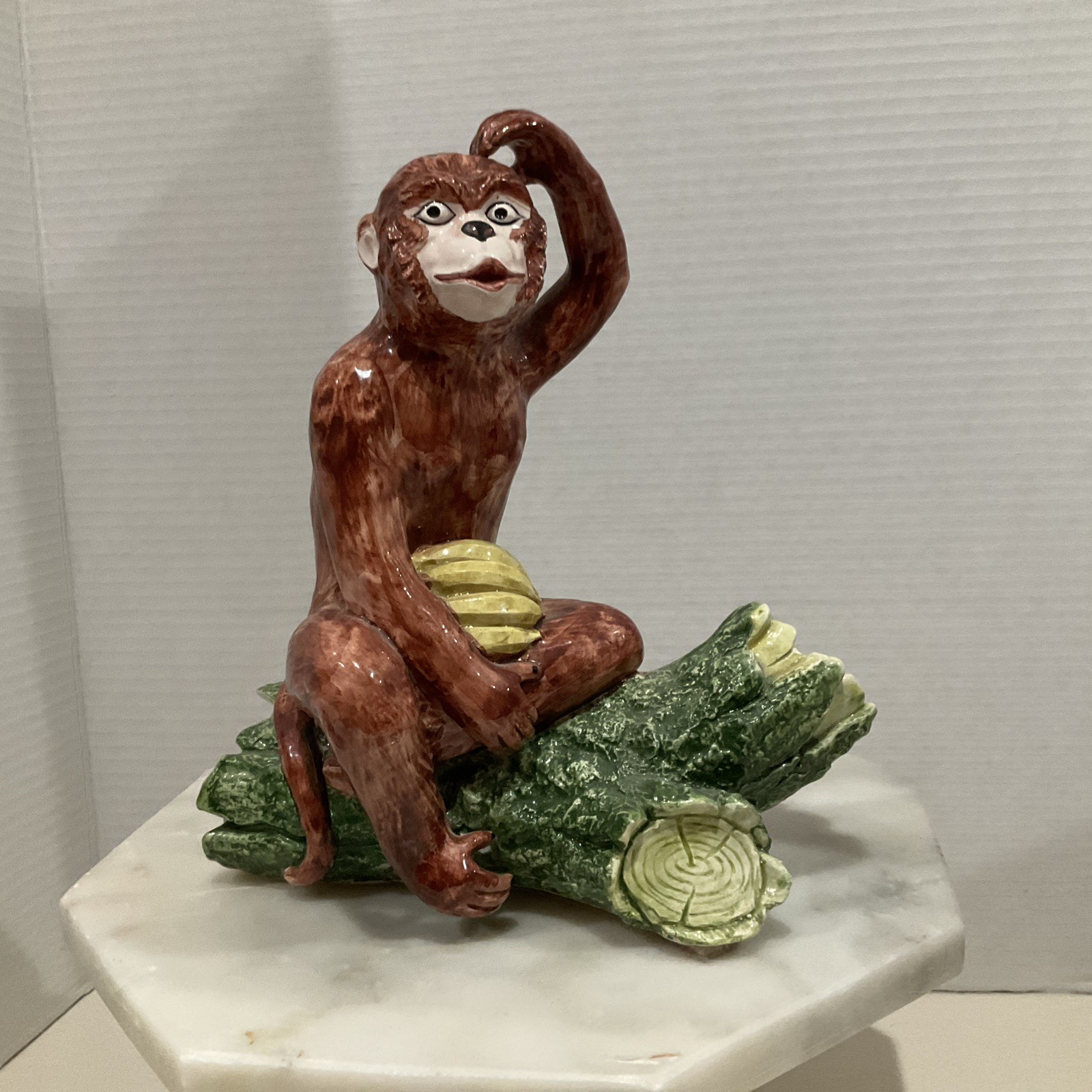 CHELSEA HOUSE CHIMPANZEE /Monkey With BANANAS PORCELAIN FIGURINE ITALY