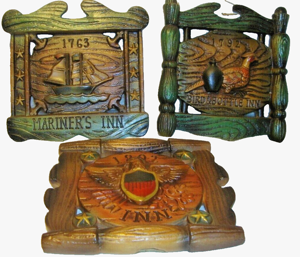 Set 3) Vtg Napcoware JAPAN Ceramic Wall Plaques-Mariner’s Inn- 1802-1792 Inn 51
