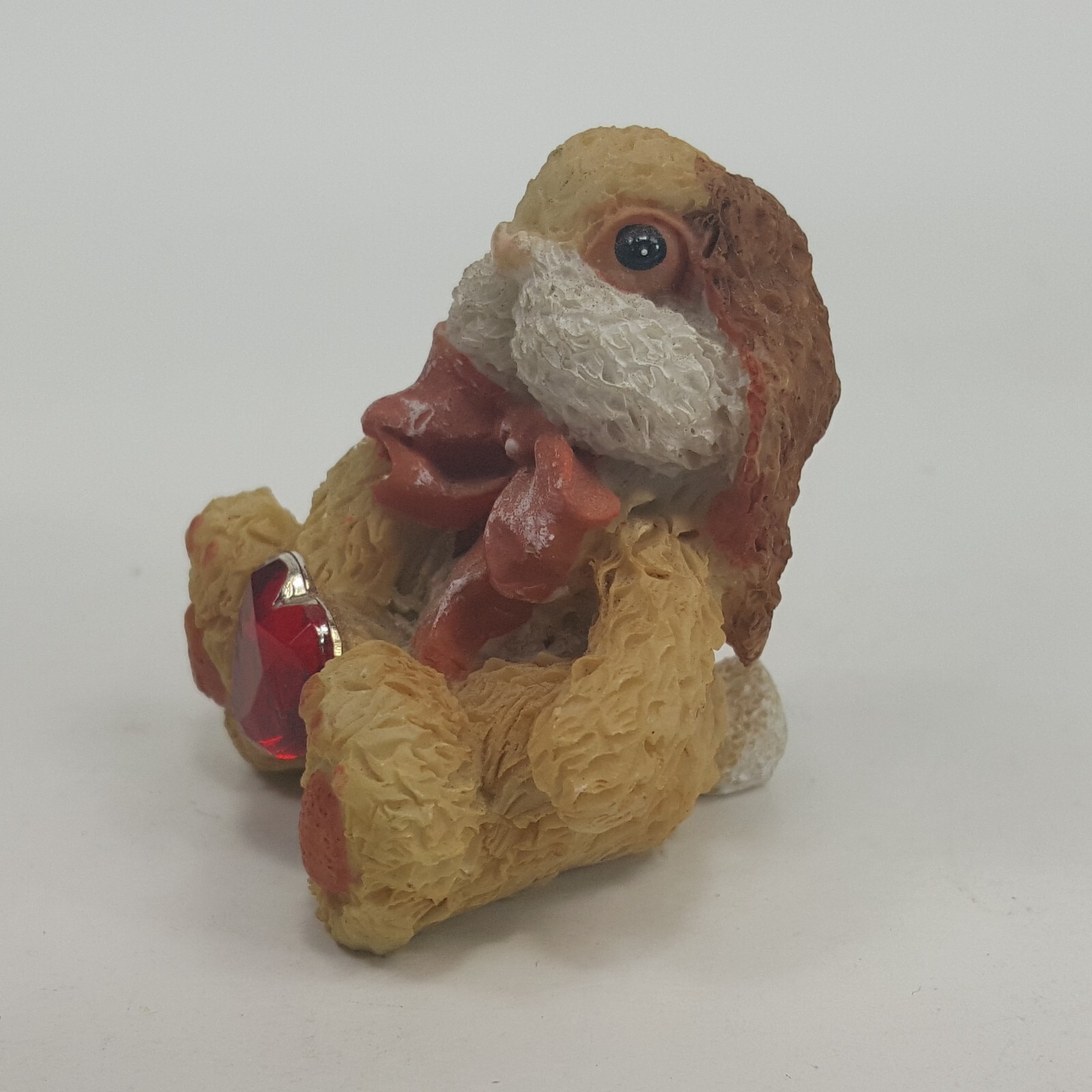 Bunny Rabbit Figurine with Red Jeweled Heart and bow tie. almost 2″ tall WKHK6