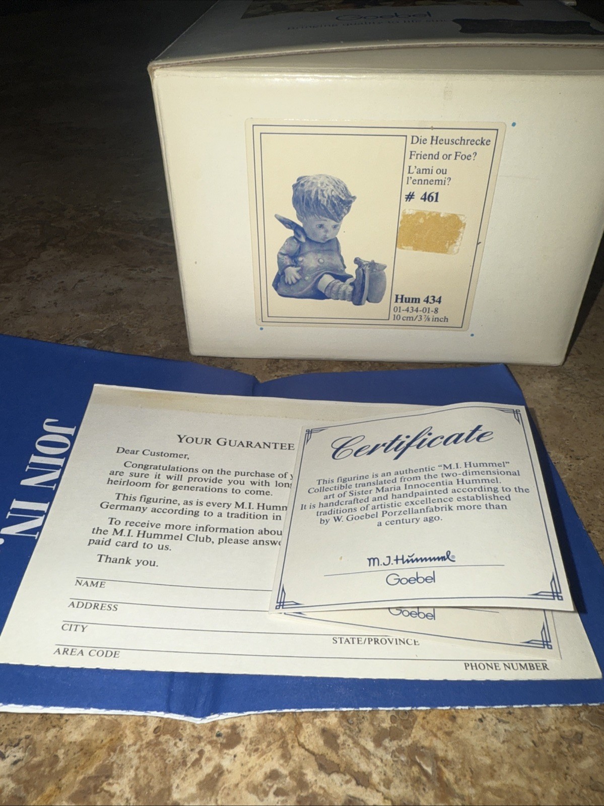 Rare Goebel Hummel Figurine #434 Friend or Foe First Edition w/ Box & Paperwork