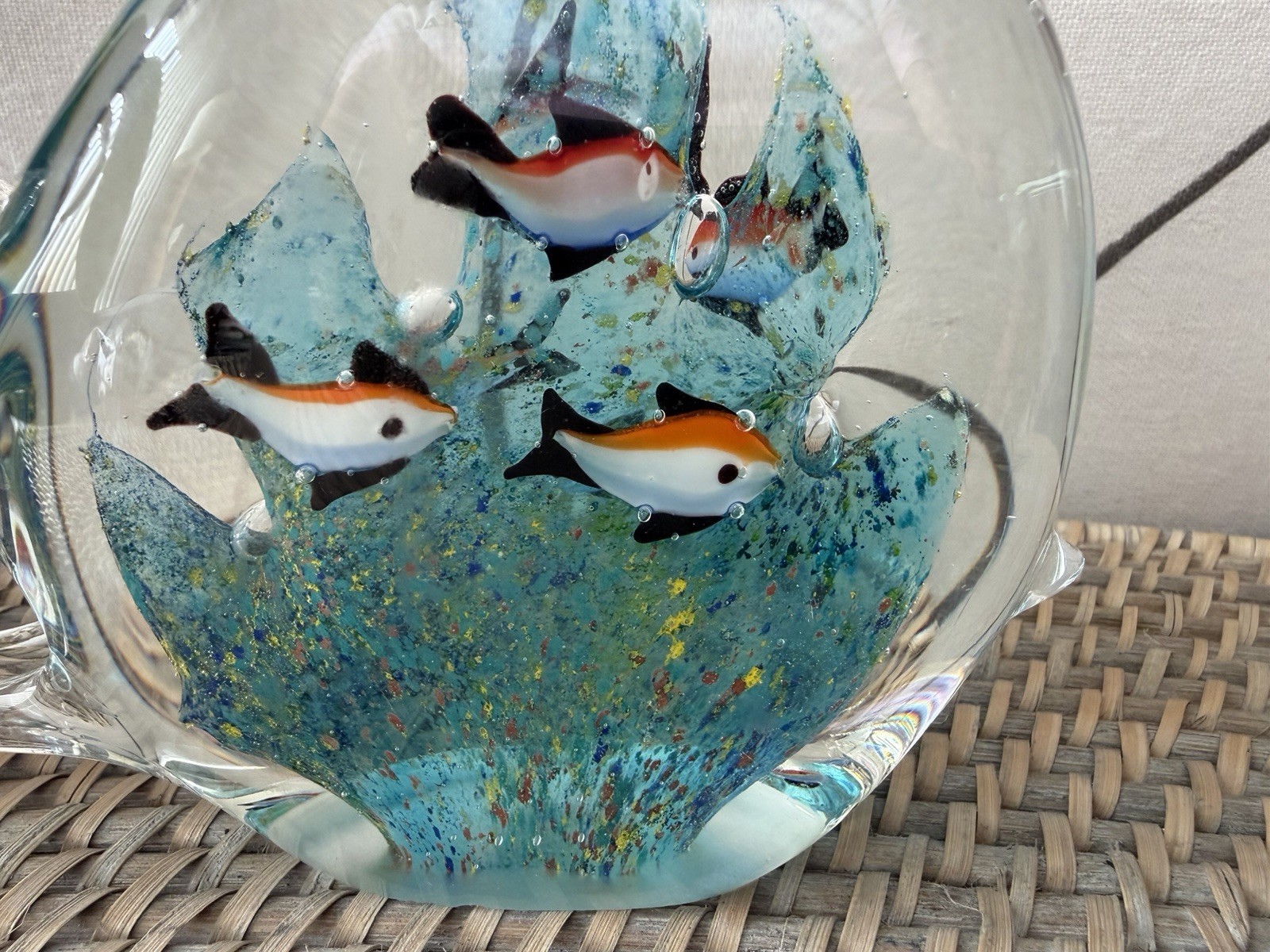 Murano Style Art Glass Angle Fish Aquarium Coral Fish Sculpture 6″