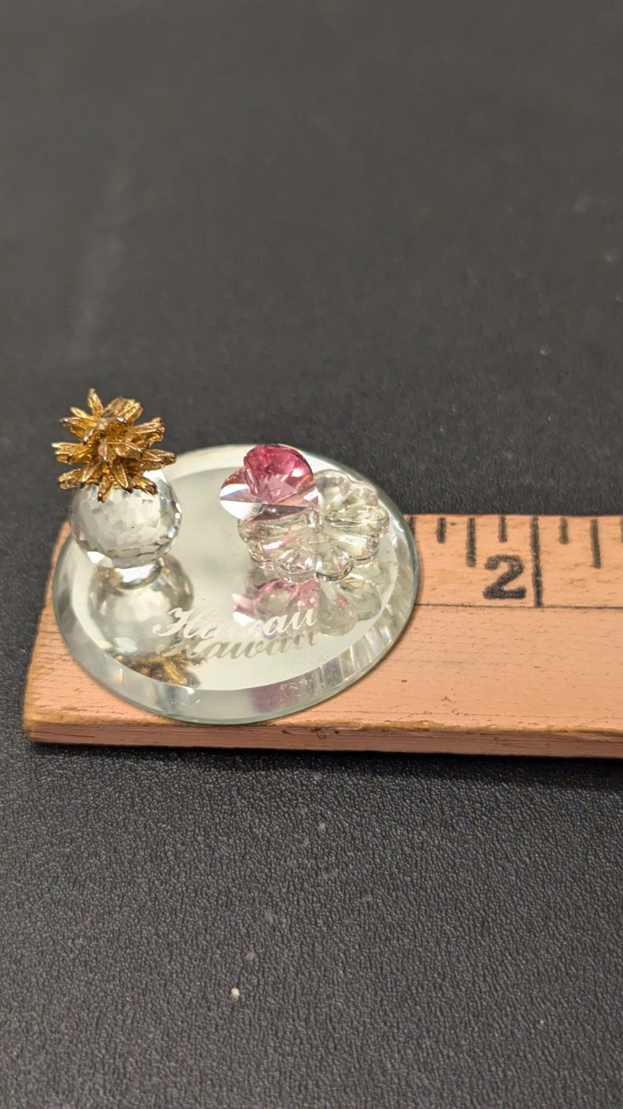 Crystal Pineapple and Heart on Mirror From Hawaii 1.5” in Super Cute Great Gift