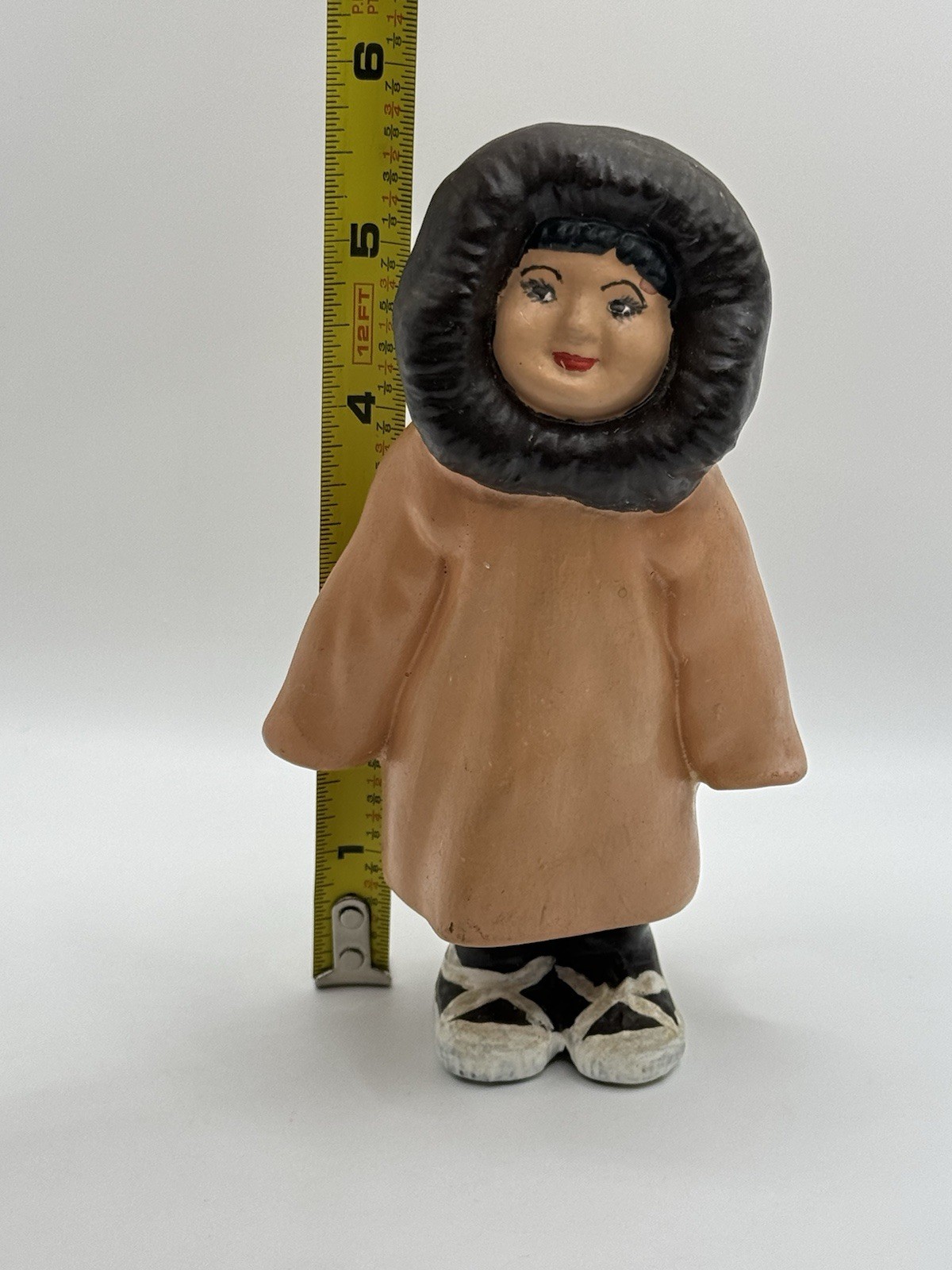 Vintage 1937 Eskimo Young Girl Plaster Figure Hand Painted Figurine Decor ***
