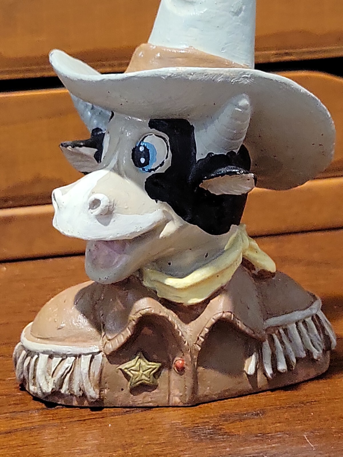 Vintage Figurine Cowboy Bull Sheriff Resin Collectors Made in China 5.75 Inches