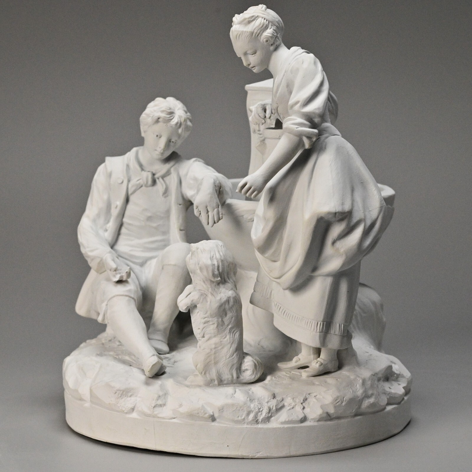 SEVRES Antique Original Signed Porcelain Bisque Figurine Group Statue Sculpture