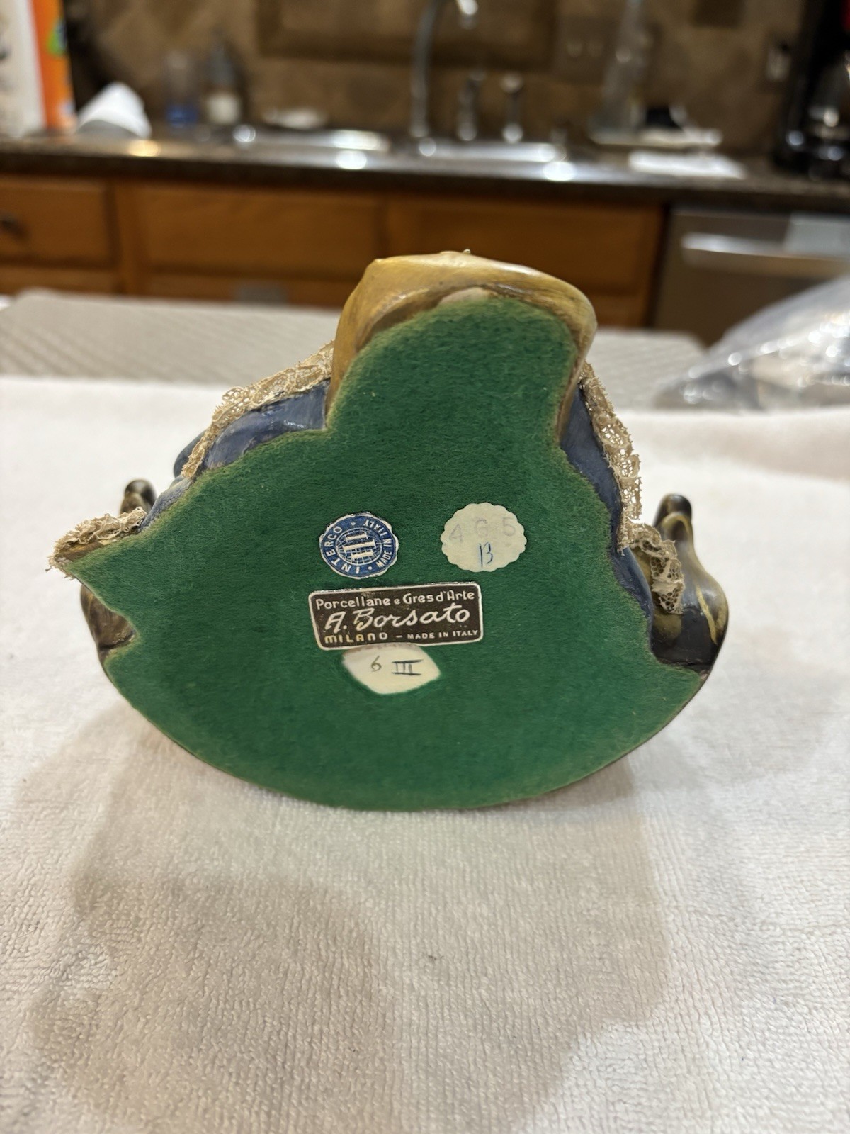Antonio Borsato Porcelain Lace Seated Lady with bird on hand