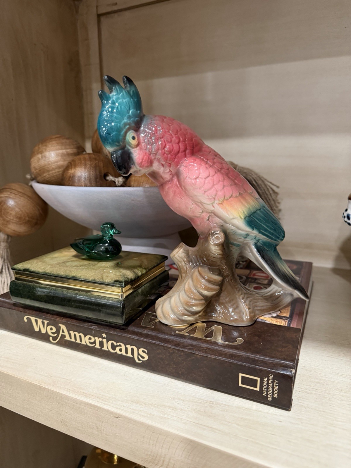 Vintage Royal Copley Rainbow Parrot Ceramic Figurine 8.5 Inches Tall