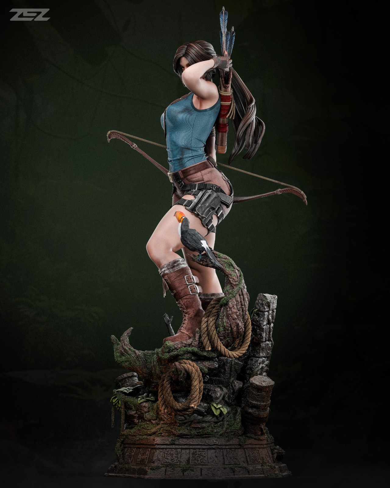 Lara Croft – Tomb Raider 1/6 or 1/8 Scale Statue 3D Print Model Kit Unpainted