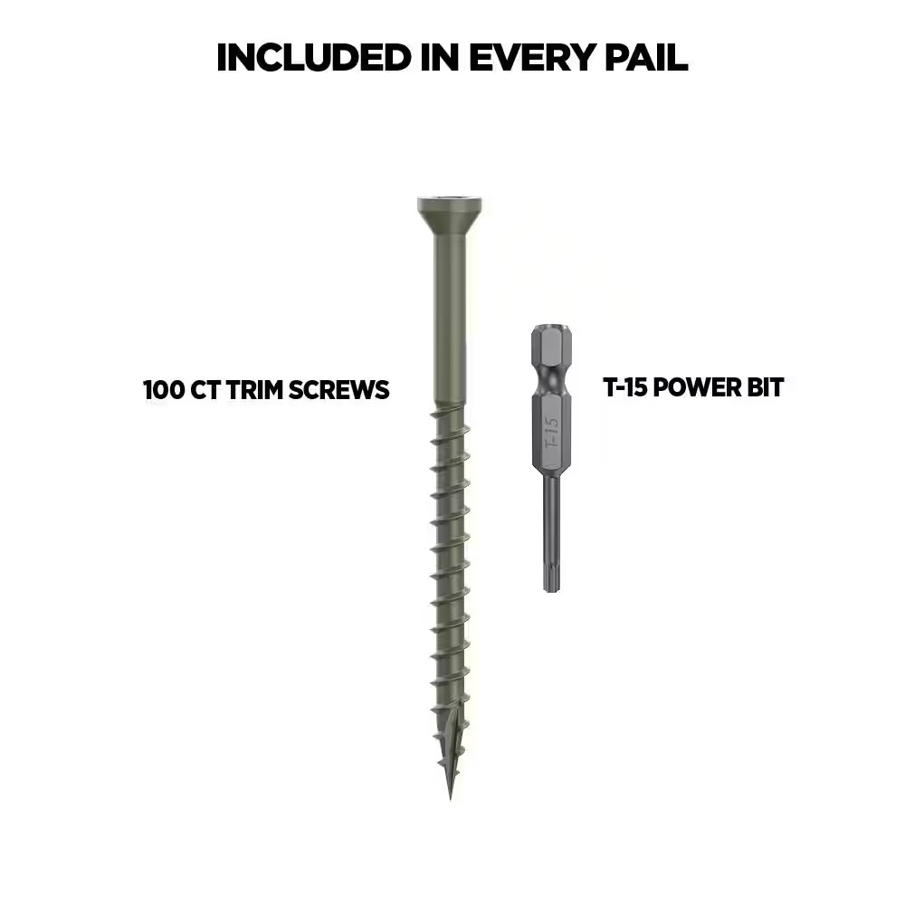 2-1/2 In. #7 Protech Green Premium Star Drive Trim Screws (100-Count)