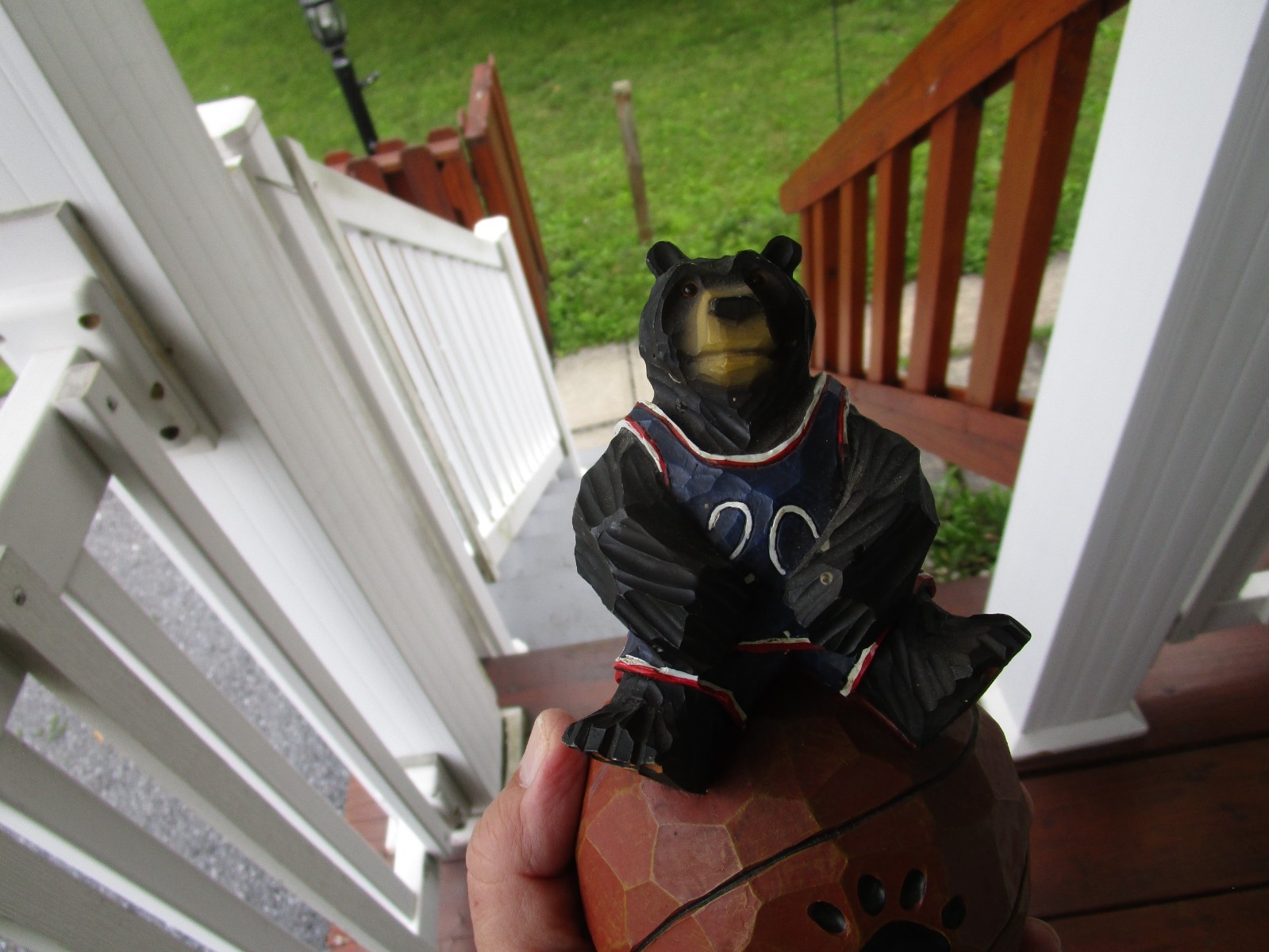BLACK BEAR BALL PLAYER~[ SITTING ON BASKETBALL FIGURINE ]~~L@@K!!!