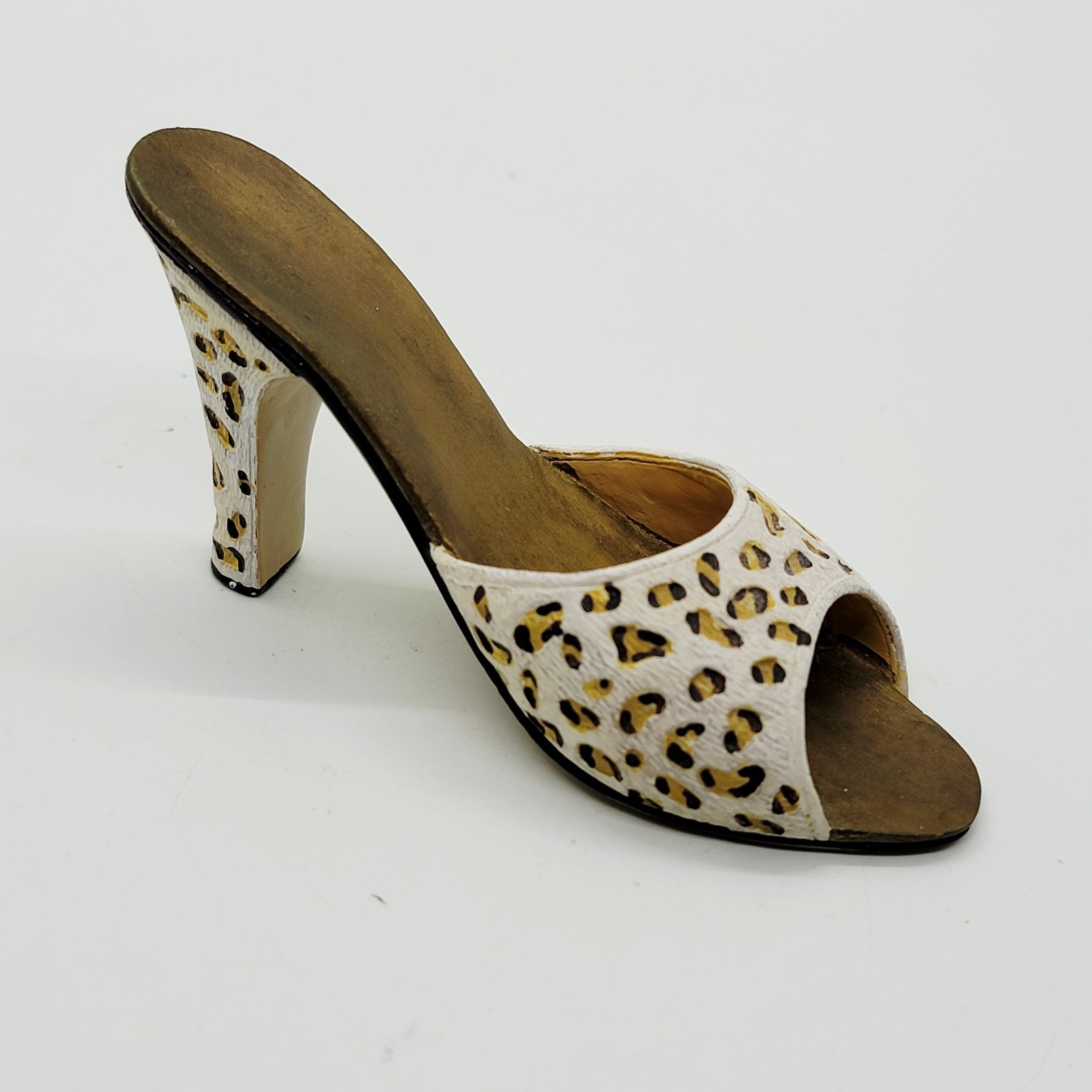 Miniature Resin Animal Print Shoe Figurine – High Heel Slip On