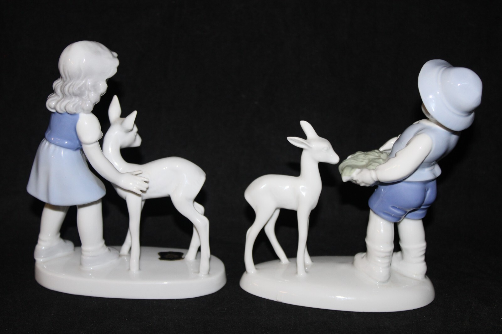 Vintage Gerold Porcelain Boy and Girl With Fawn Baby Deer Bavaria Germany