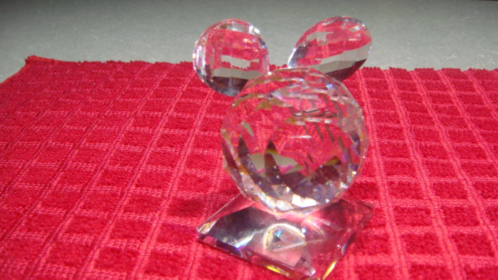 Swarovski Crystal Mouse w/Large Ears On A Square Base & Silver Whiskers