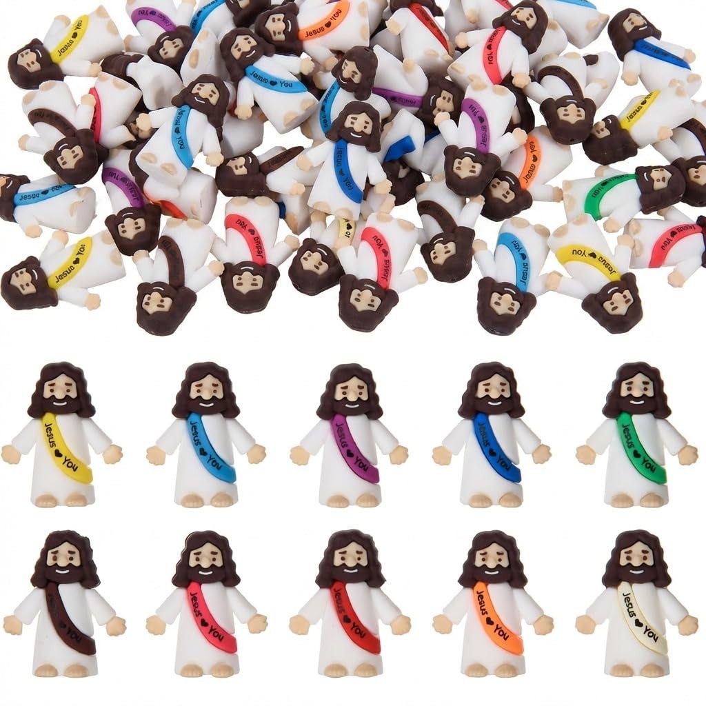 50 Pcs Mini Jesus Figurines Religious Christ Savior Tiny Figures for Easter Egg