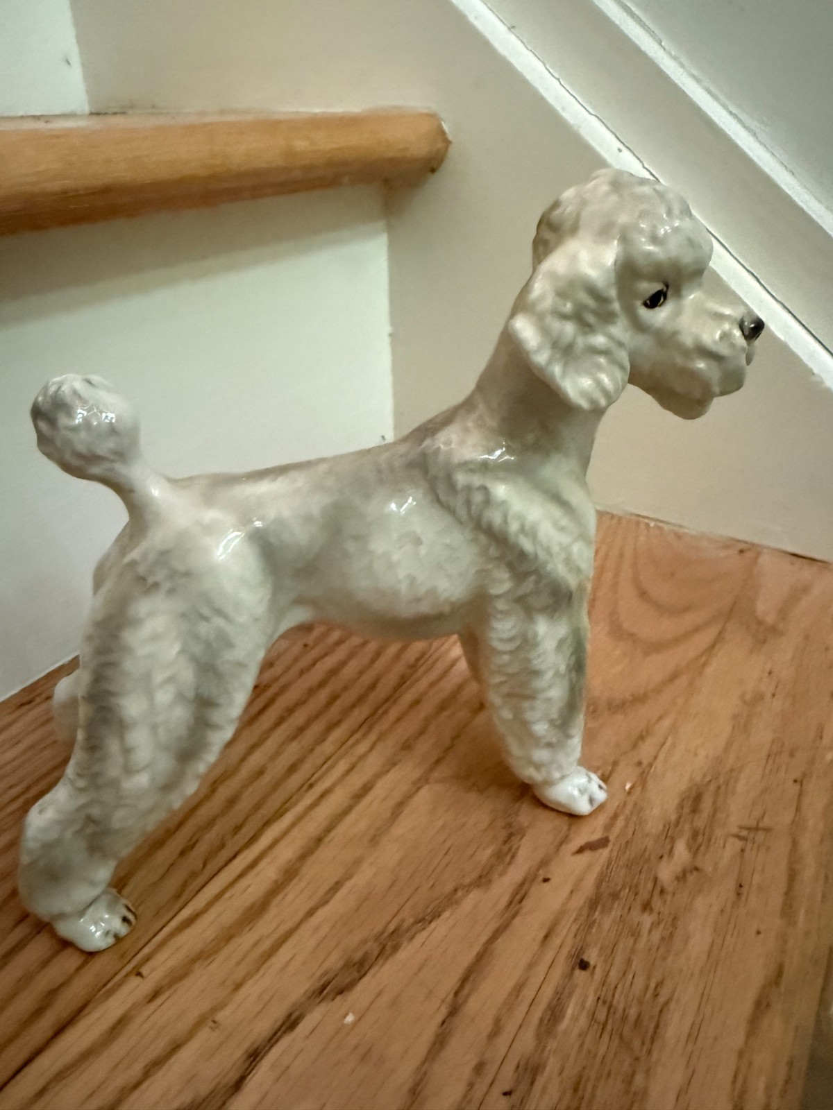 Vintage Keramos White Grey Poodle Figurine 7″ Ceramic Dog Male Statue