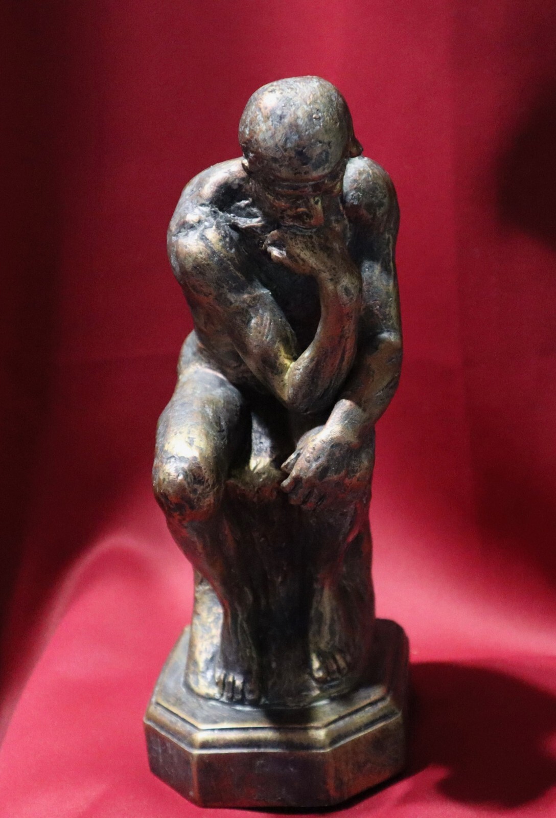 The Thinking Man The Thinker Statue 3 LB.+ Great Condition Antiquey Brass Finish
