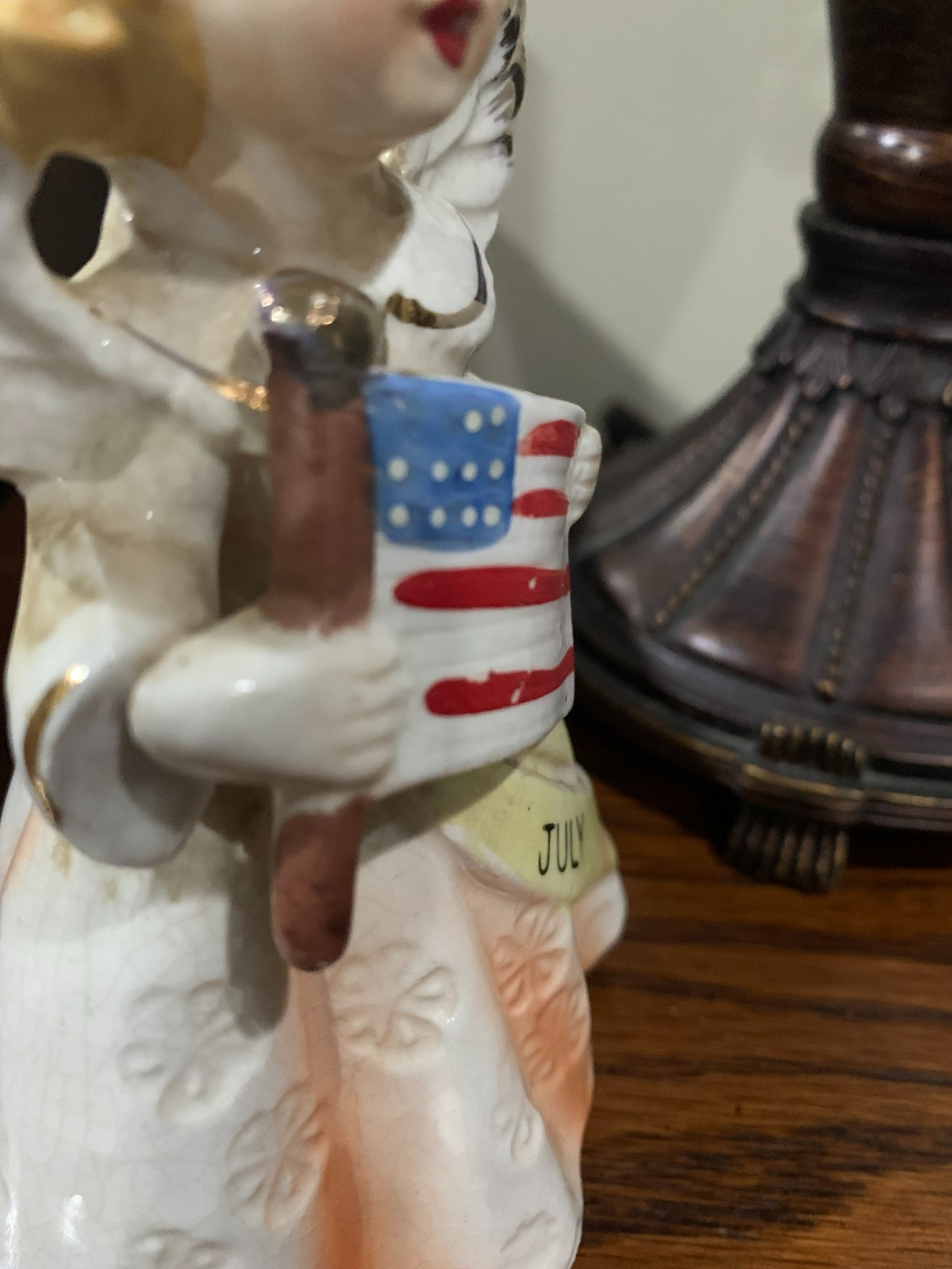 LEFTON NAPCO Japan JULY 4TH HOLIDAY STARS & STRIPES ANGEL FIGURINE 5″