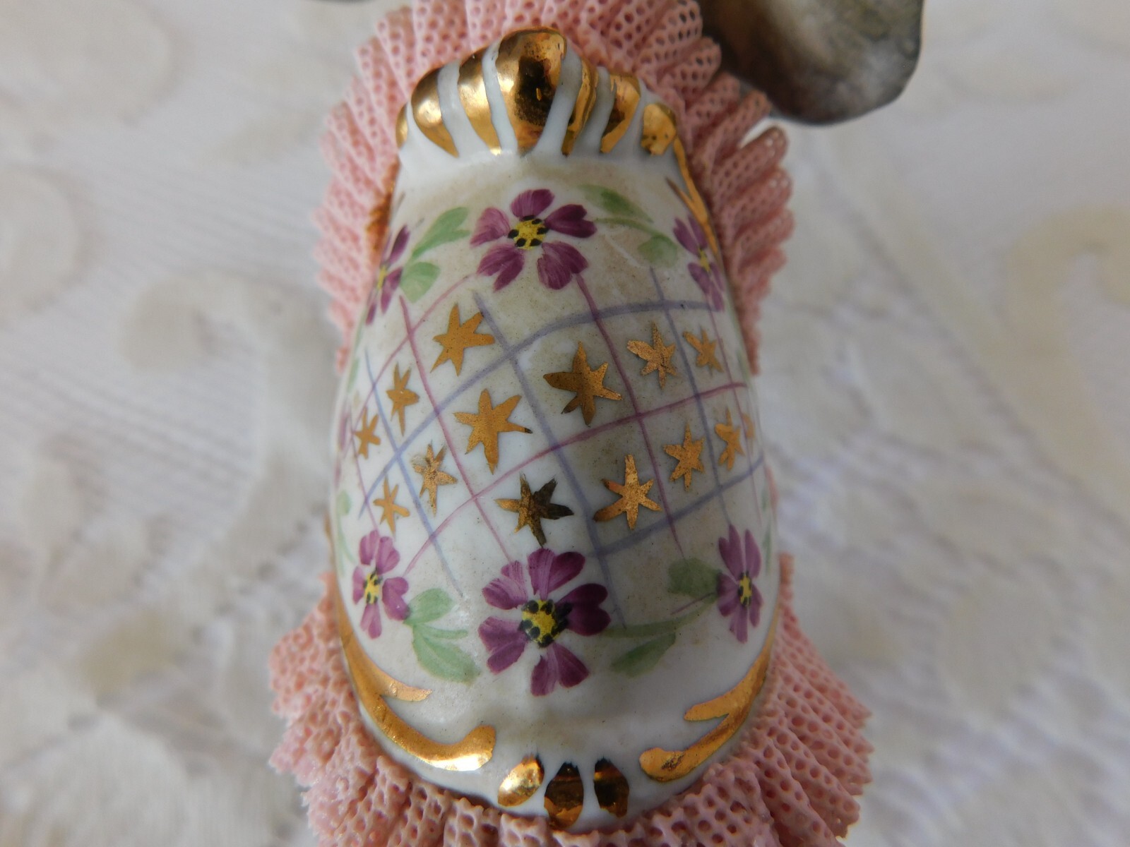 MULLER VOLKSTEDT IRISH DRESDEN FIGURE PORCELAIN LACE – CIRCUS ELEPHANT +BLANKET