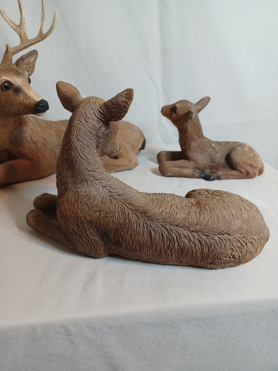 Vintage Homco Deer Family 1984 Buck Doe Fawn Resin Farmhouse Man Cave Cabin USA