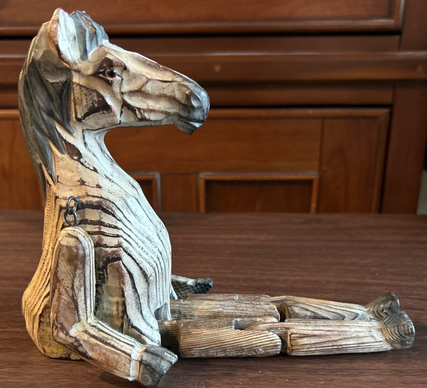 Vintage Folk Art Wooden Carved Horse Articulated Jointed Shelf Sitter 11.5″